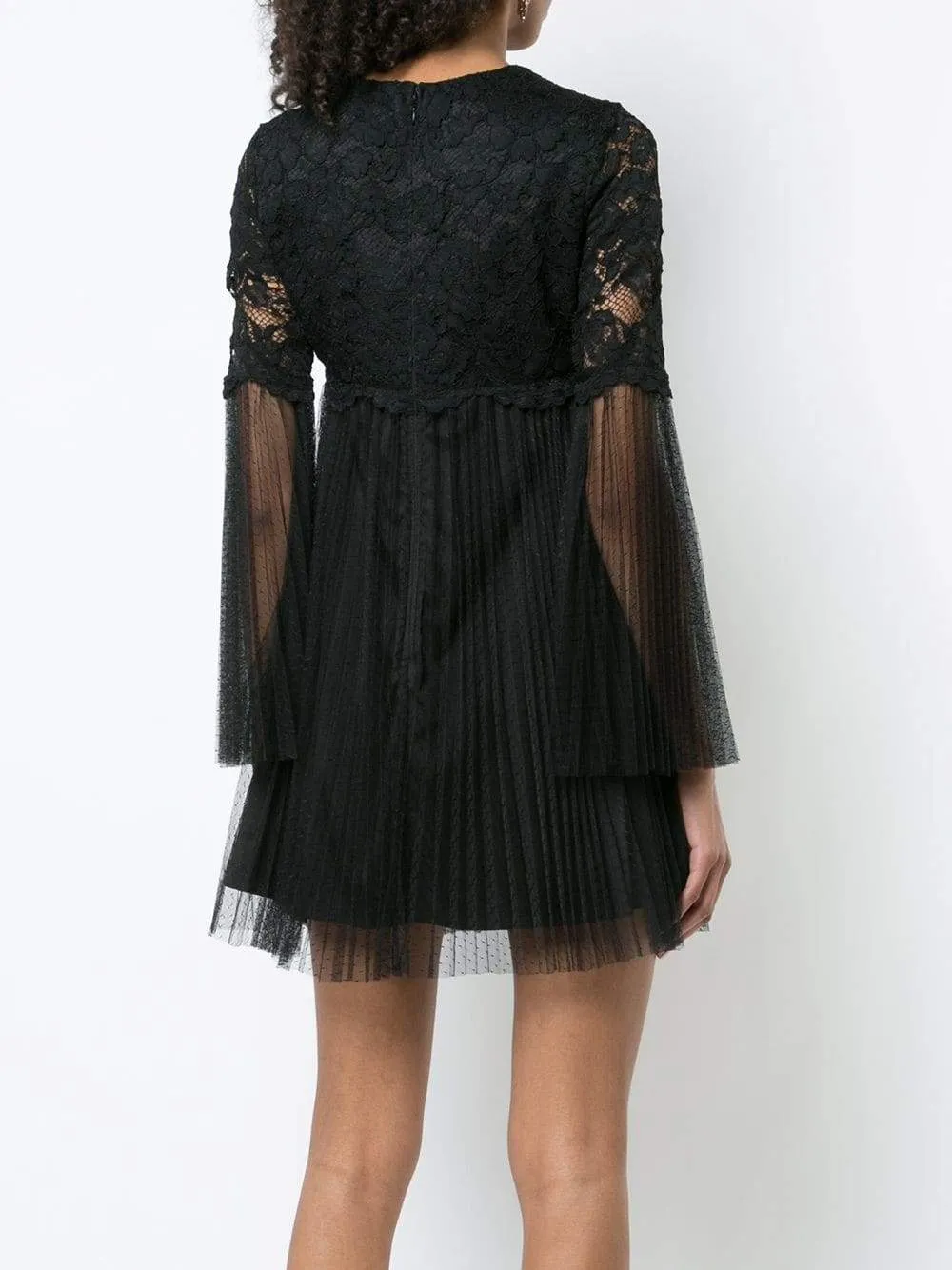Aidan by Aidan Mattox Crew Neck Illusion Sleeve A-Line Zipper Back Floral Lace Dress