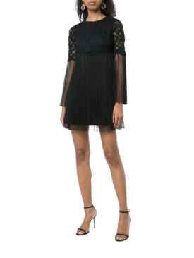 Aidan by Aidan Mattox Crew Neck Illusion Sleeve A-Line Zipper Back Floral Lace Dress