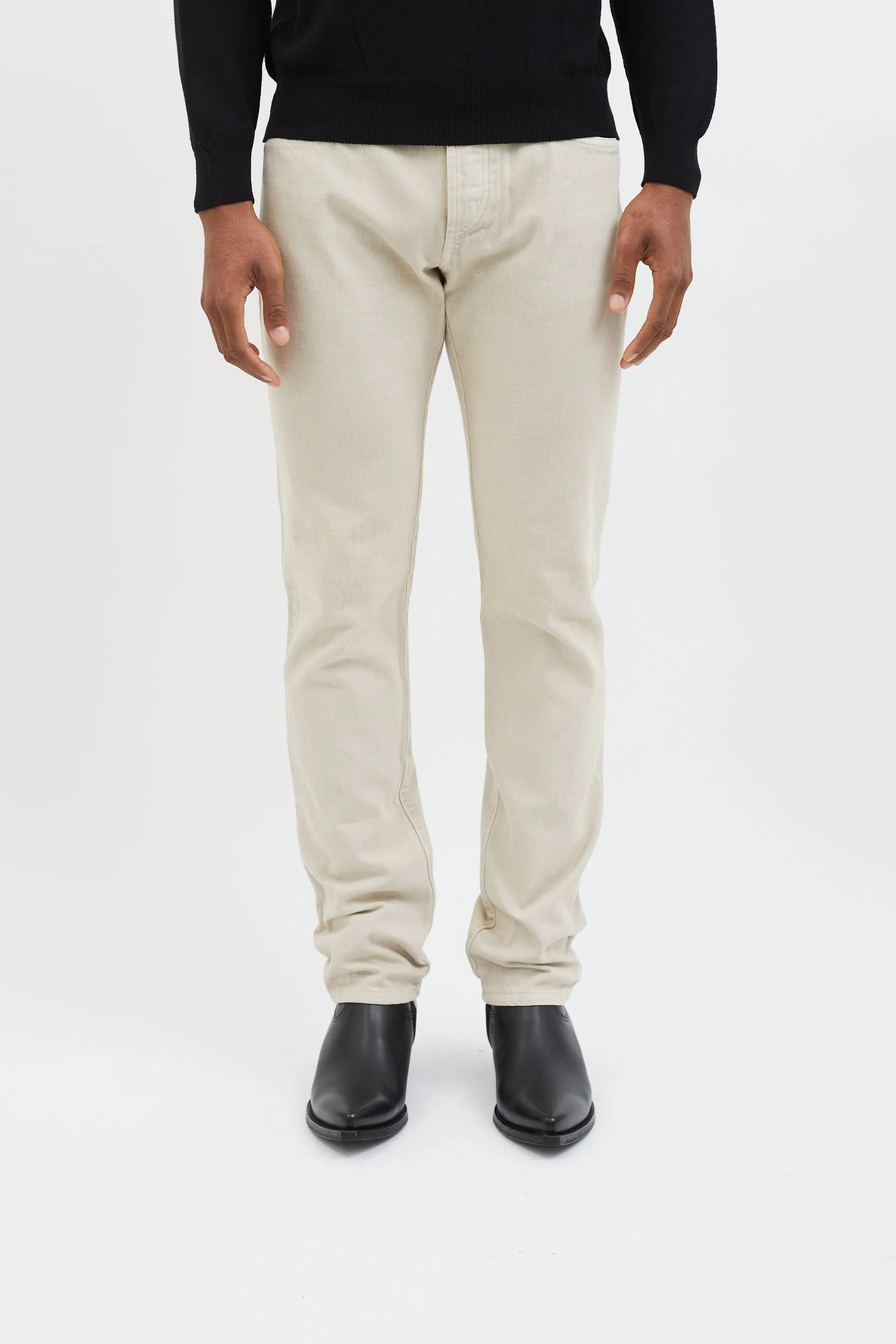 Beige Controllo Straight Leg Jeans