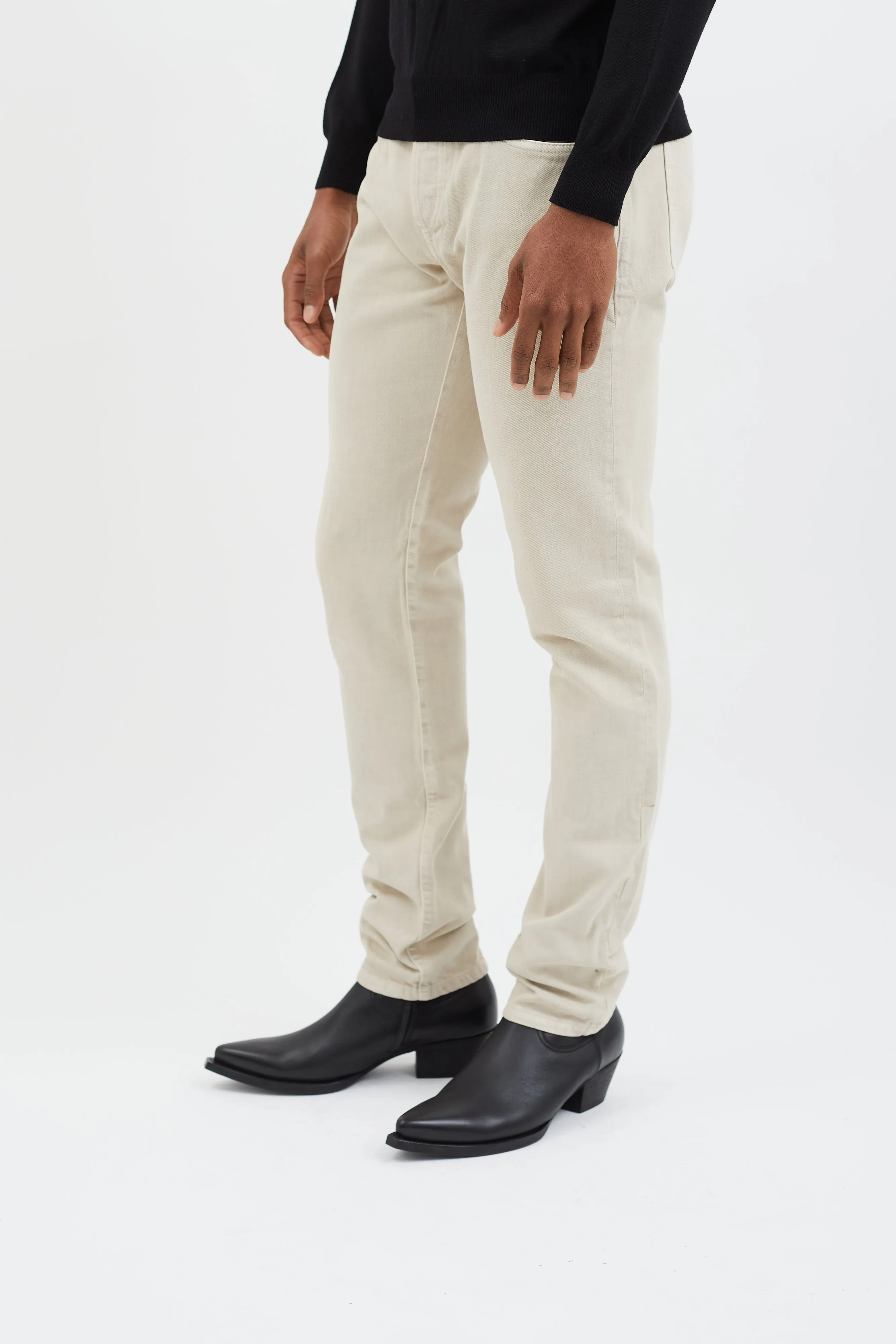 Beige Controllo Straight Leg Jeans