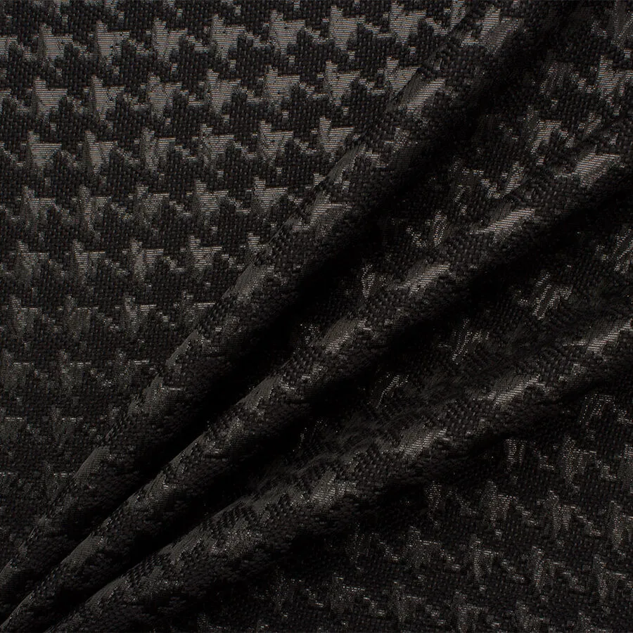 Black Metallic Houndstooth Wool