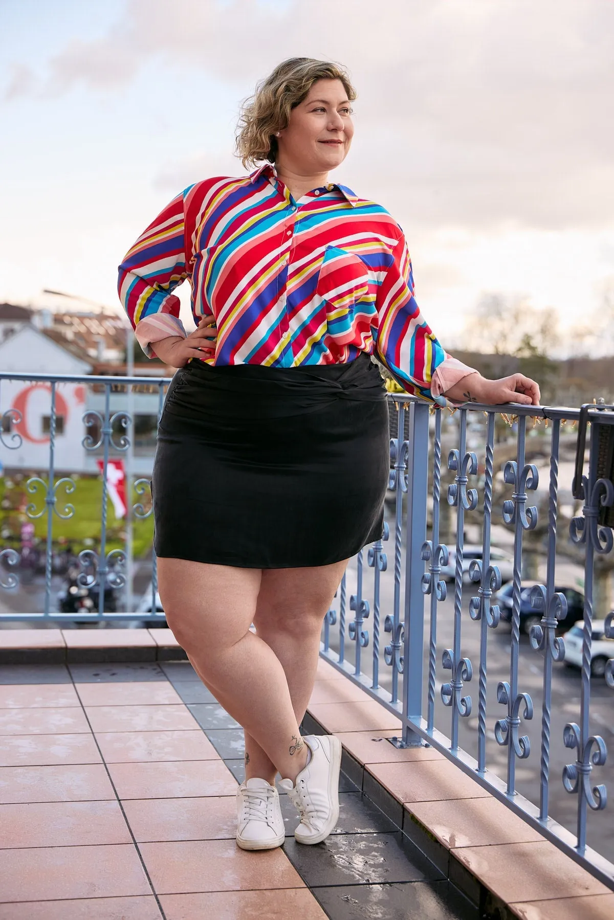 Black mini Katya cupro skirt