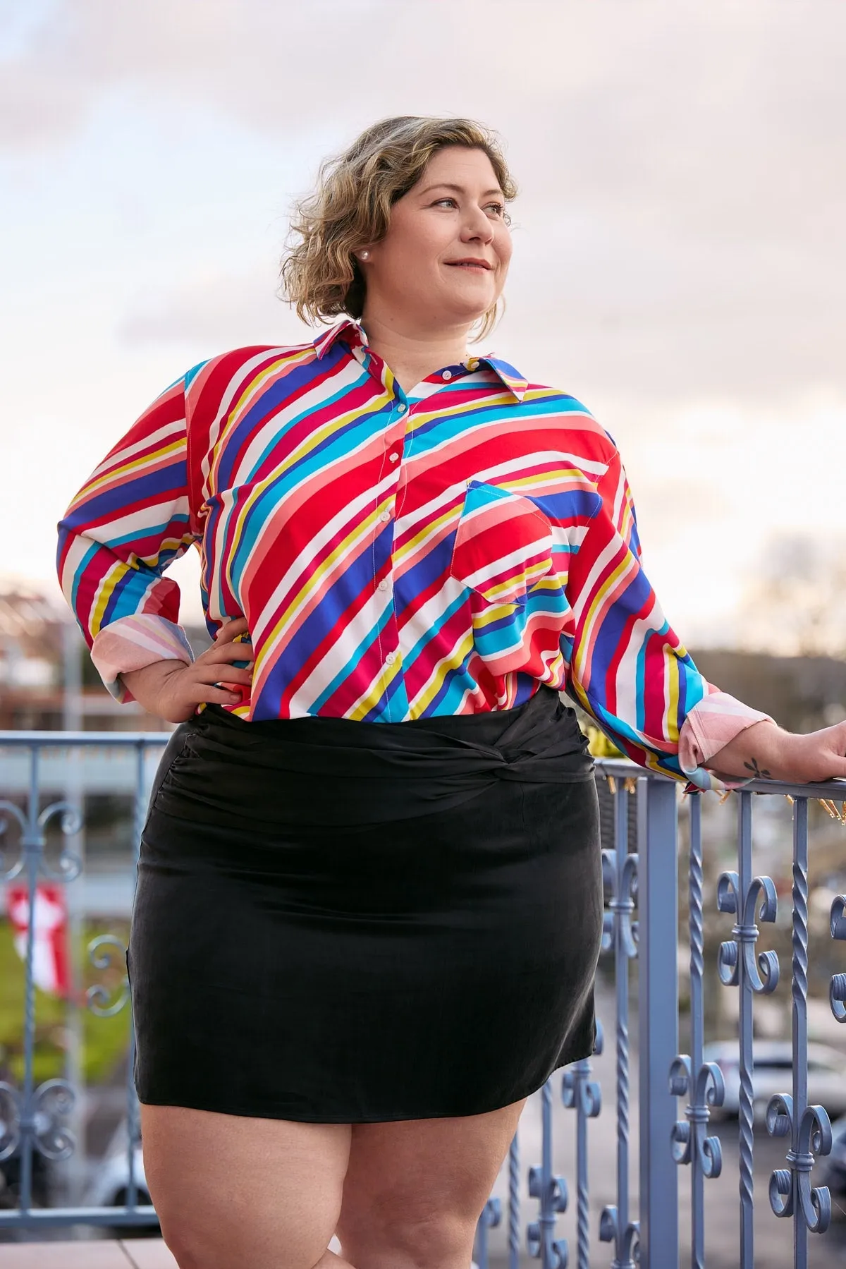 Black mini Katya cupro skirt