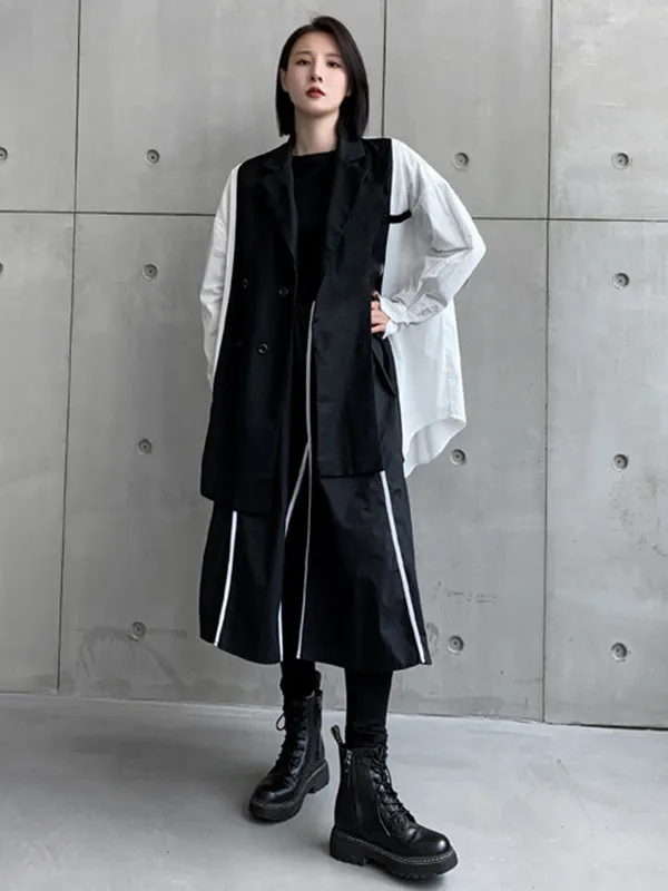 Cool Irregular Striped A-Line Long Skirt
