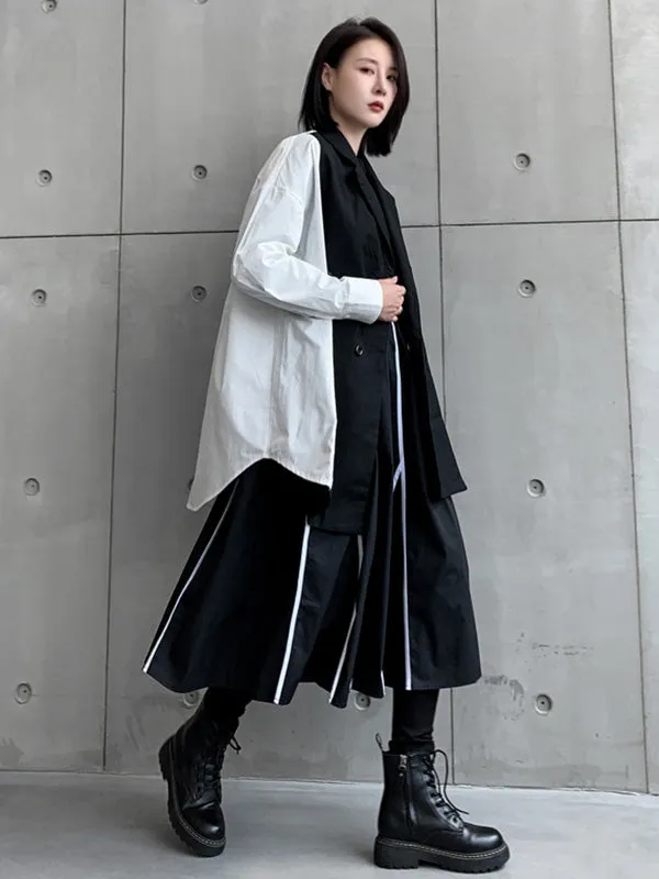 Cool Irregular Striped A-Line Long Skirt