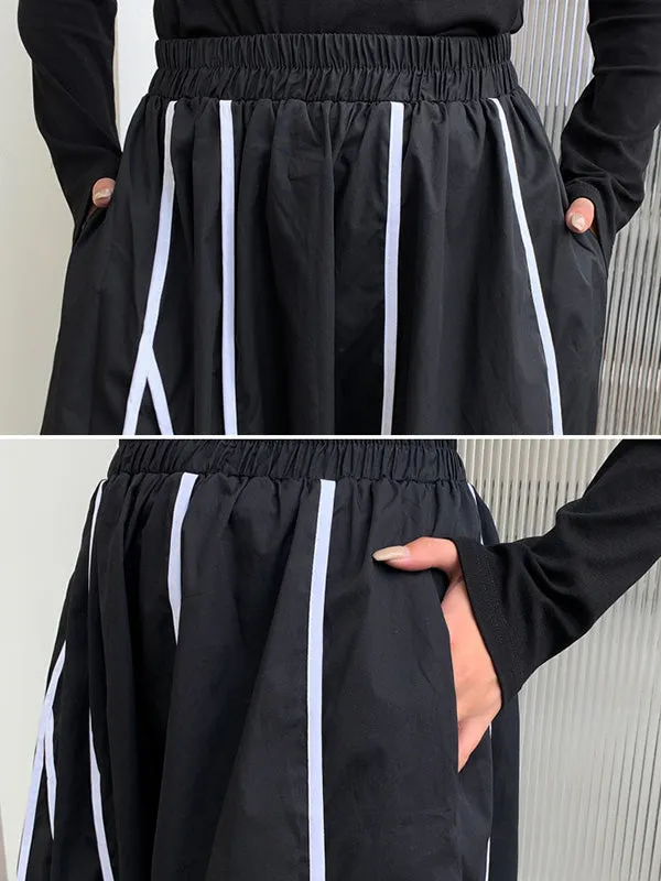 Cool Irregular Striped A-Line Long Skirt