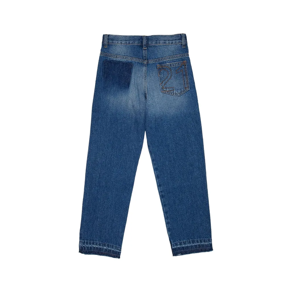 Distressed Effect Straight Leg Jeans