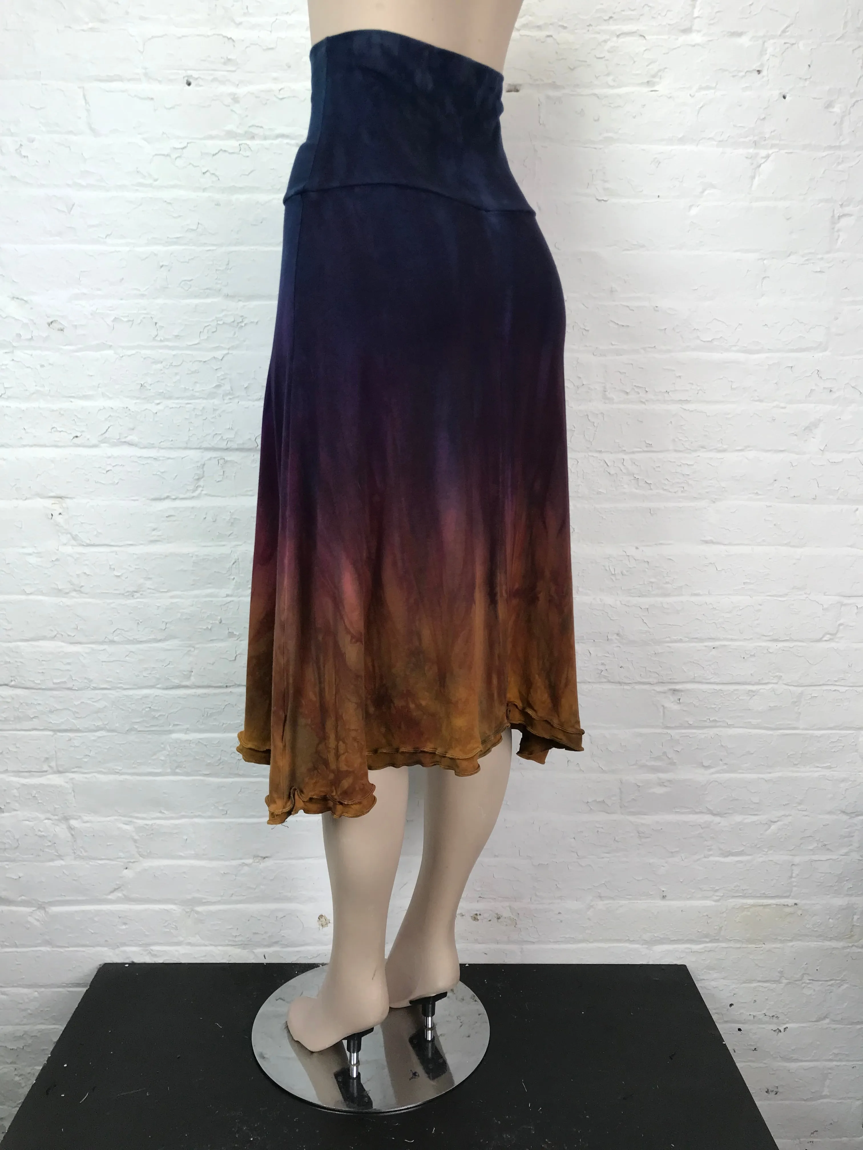 Double Ruffle Midi Skirt in Iridescent Dawn
