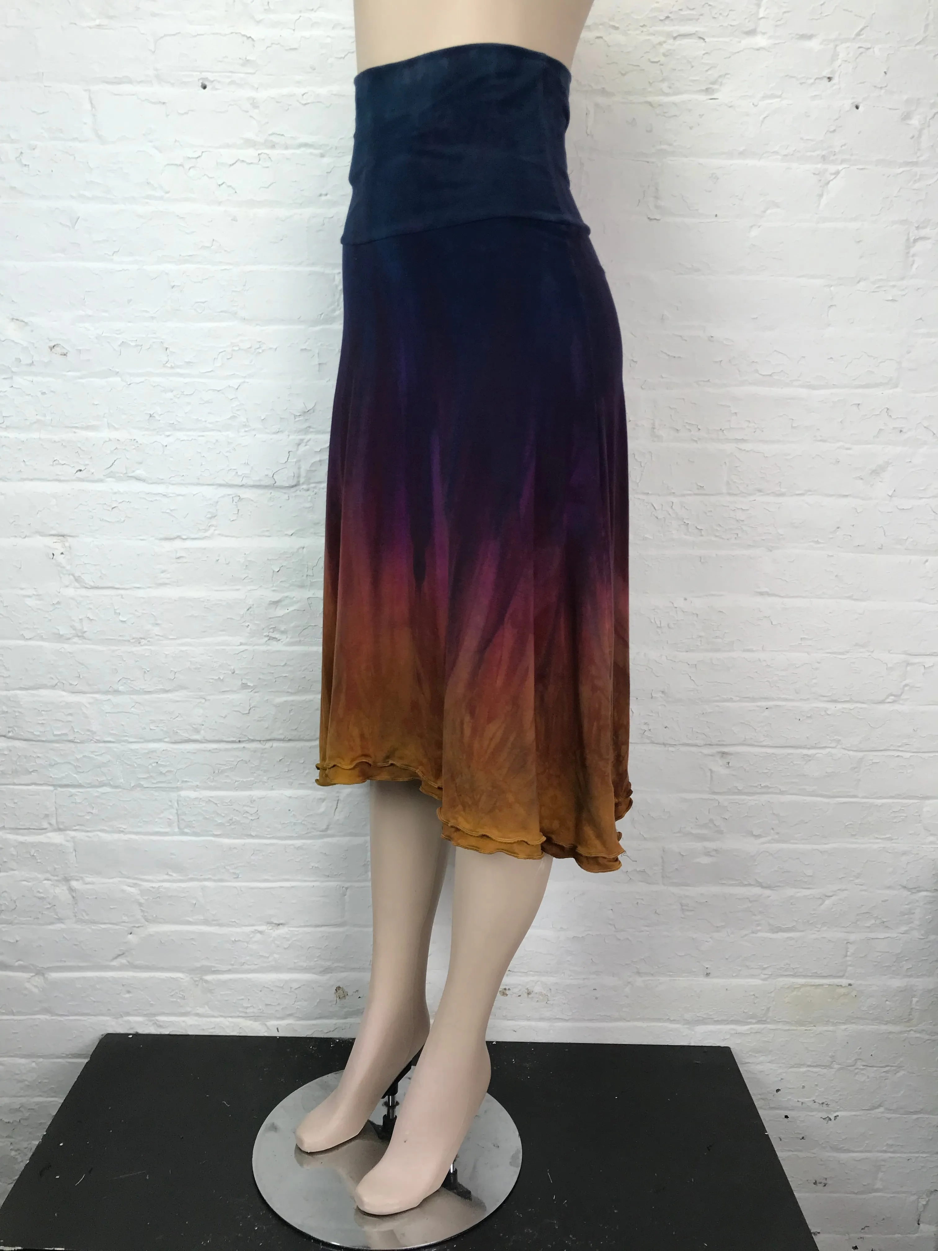 Double Ruffle Midi Skirt in Iridescent Dawn