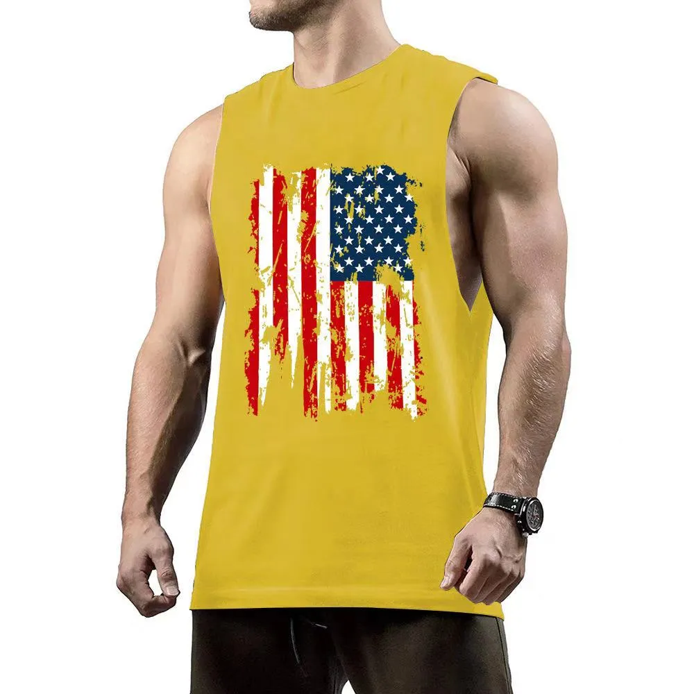 Fashion US Flag Graphic Fitness Athletic Tank Tops