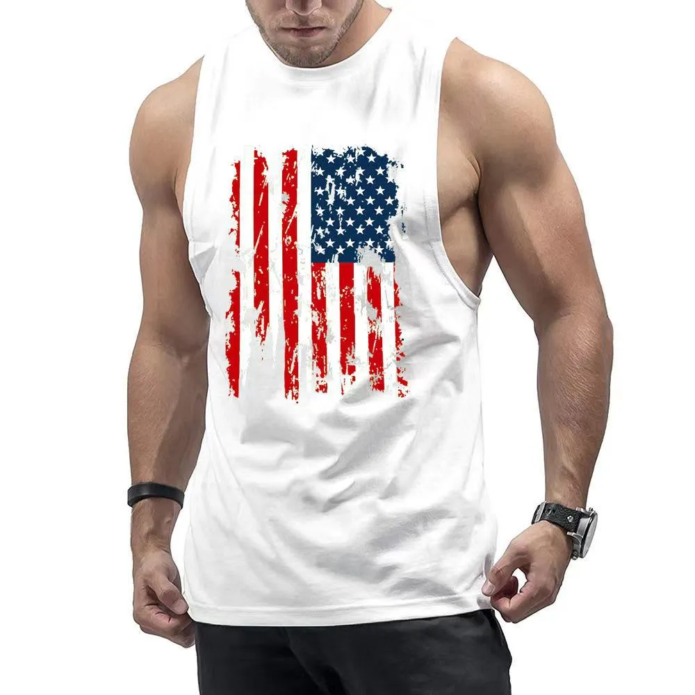 Fashion US Flag Graphic Fitness Athletic Tank Tops