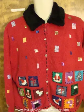 Furry Collar Crafty Ugly Festive Xmas Sweater