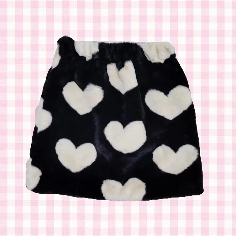 Fuzzy Heart Mini Skirt w/ Leg Warmers