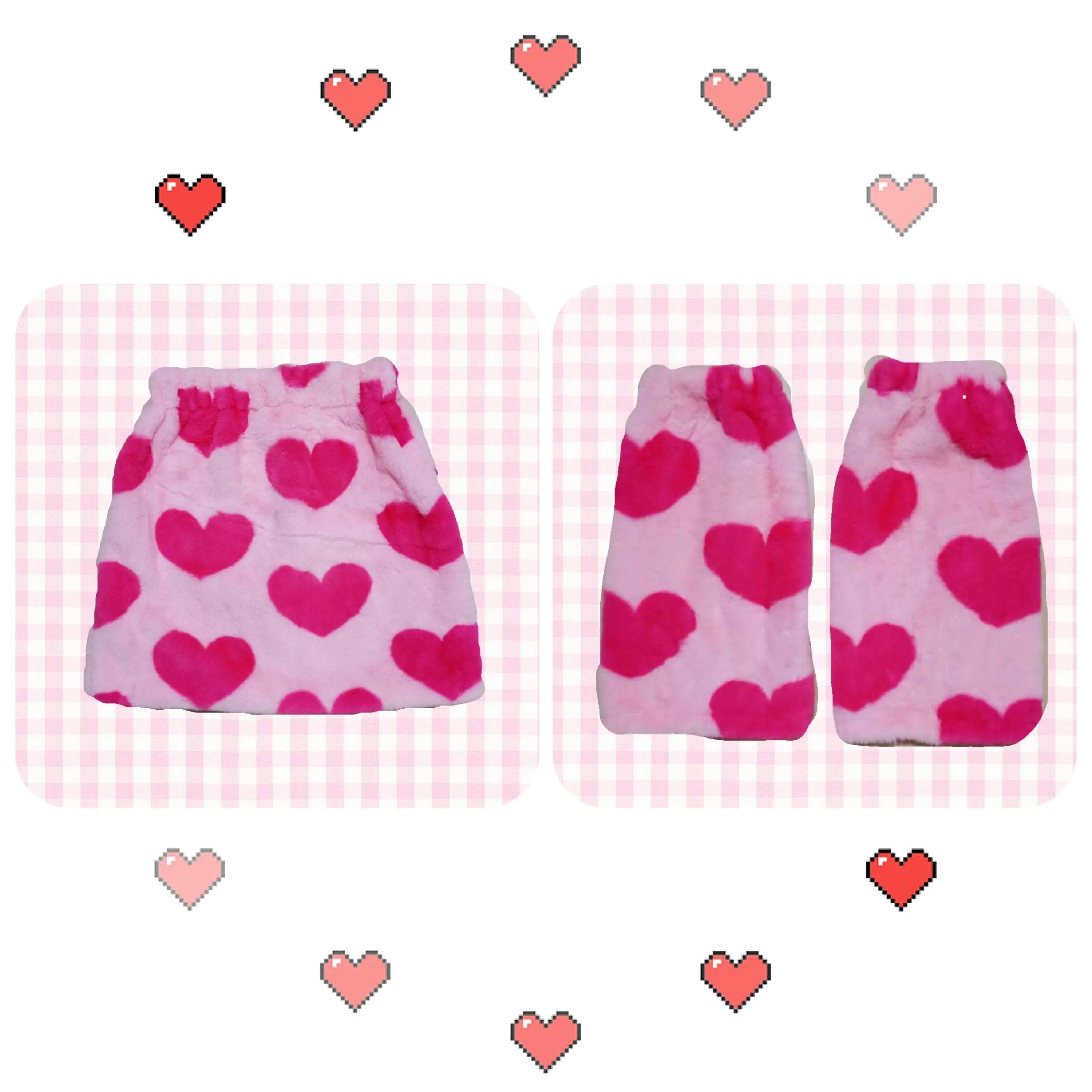 Fuzzy Heart Mini Skirt w/ Leg Warmers