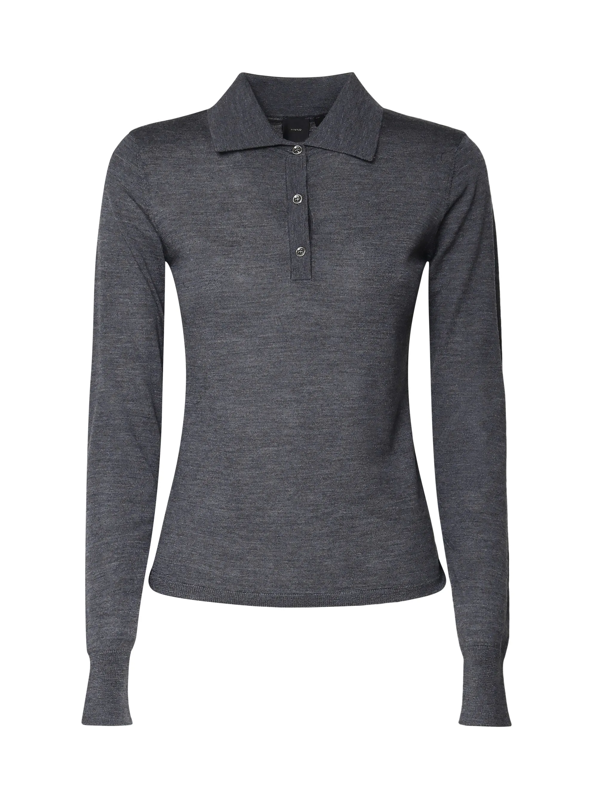 Grey Tricot Sweater with Shirt Collar
