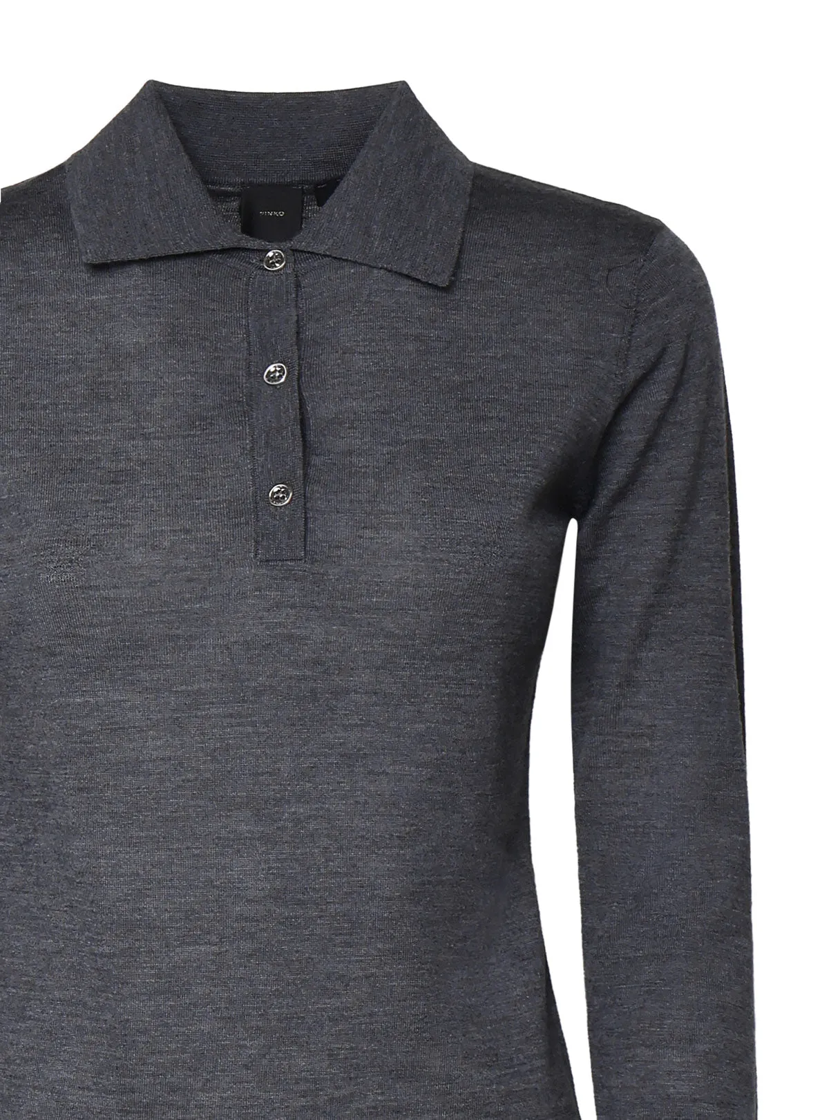 Grey Tricot Sweater with Shirt Collar