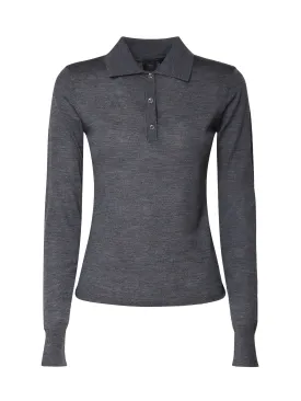 Grey Tricot Sweater with Shirt Collar
