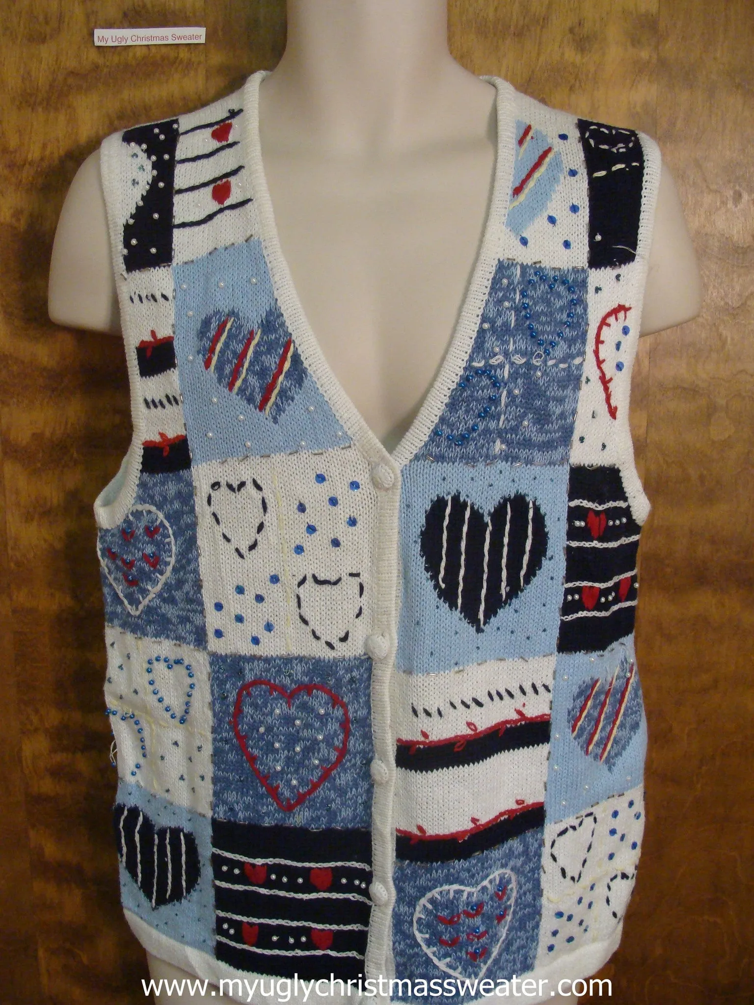 Heart Designs Ugly Sweater Vest with Hearts