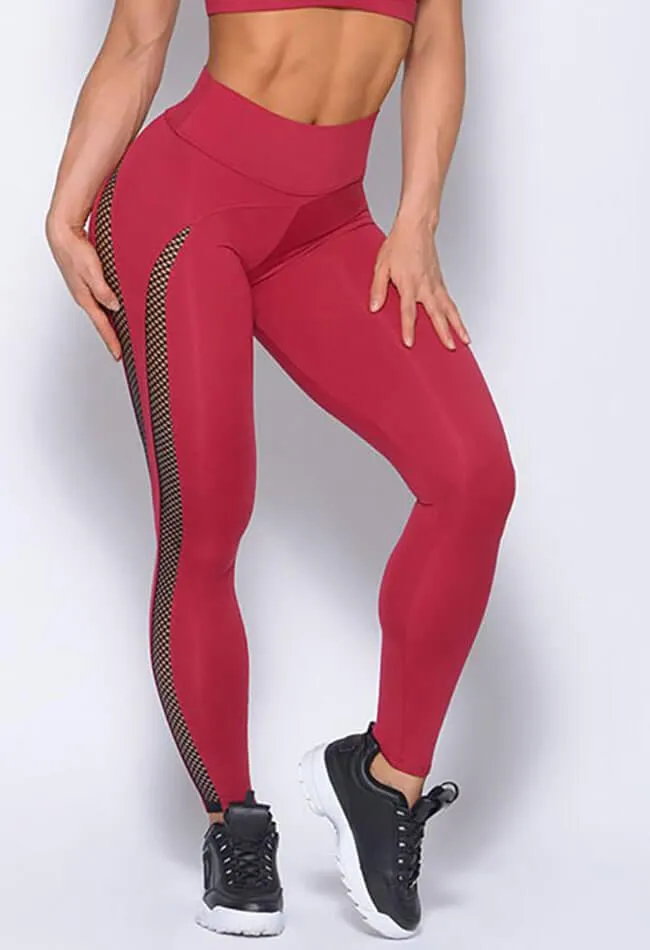 High Waist Side Sheer Mesh Booty Legging - Shine