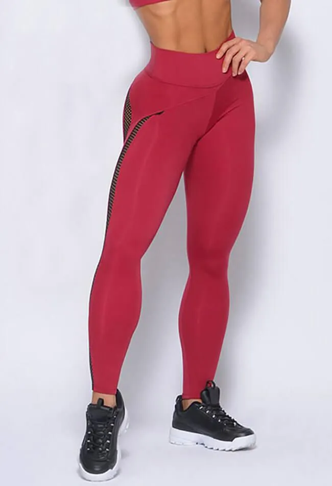 High Waist Side Sheer Mesh Booty Legging - Shine