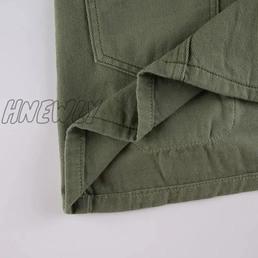 Hnewly Preppy Rapcopter Y2K Grey Green Jeans Skirts Pockets Bandage Low Waisted Denim Mini Skirts Retro Zip Cute Pencil Skirts Women Korean