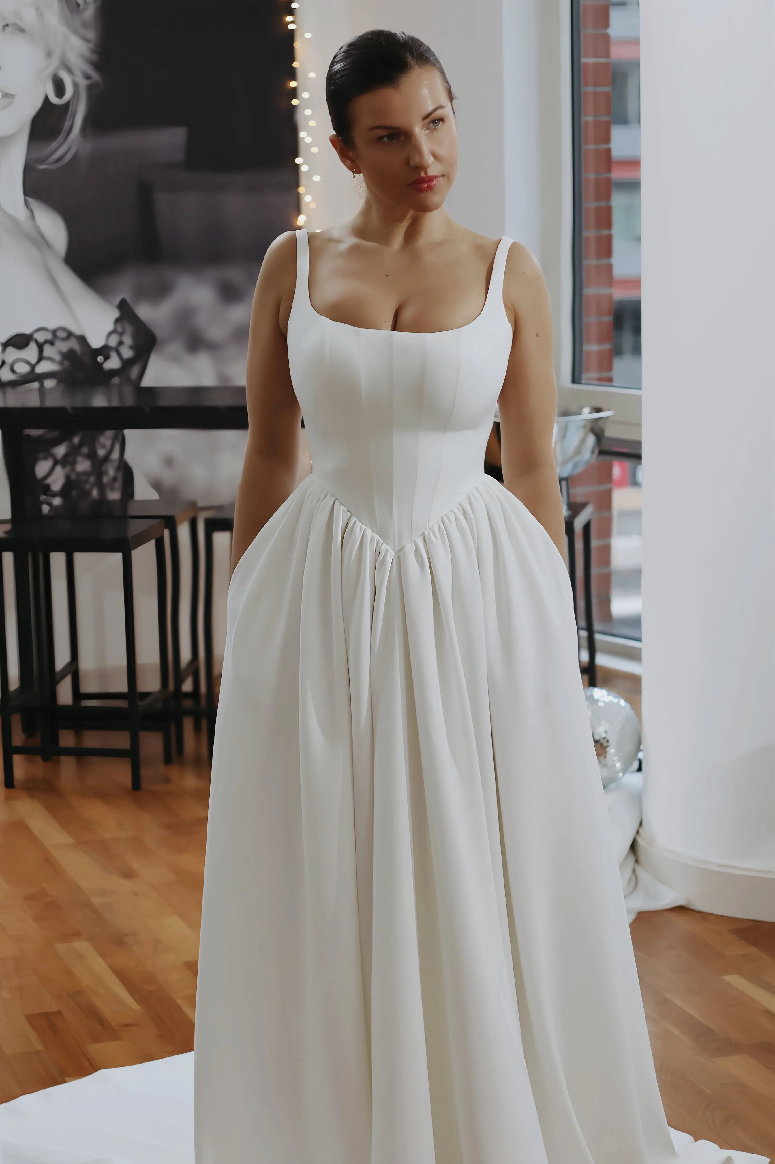 Hope ~ Basque Waist Crepe Wedding Dress
