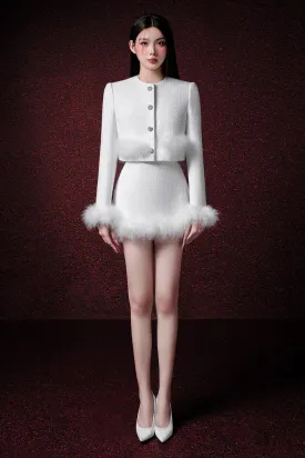 Inara A-line Feather Tweed Mini Skirt