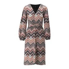 K Design Zigzag Twist Front Dress Caramel