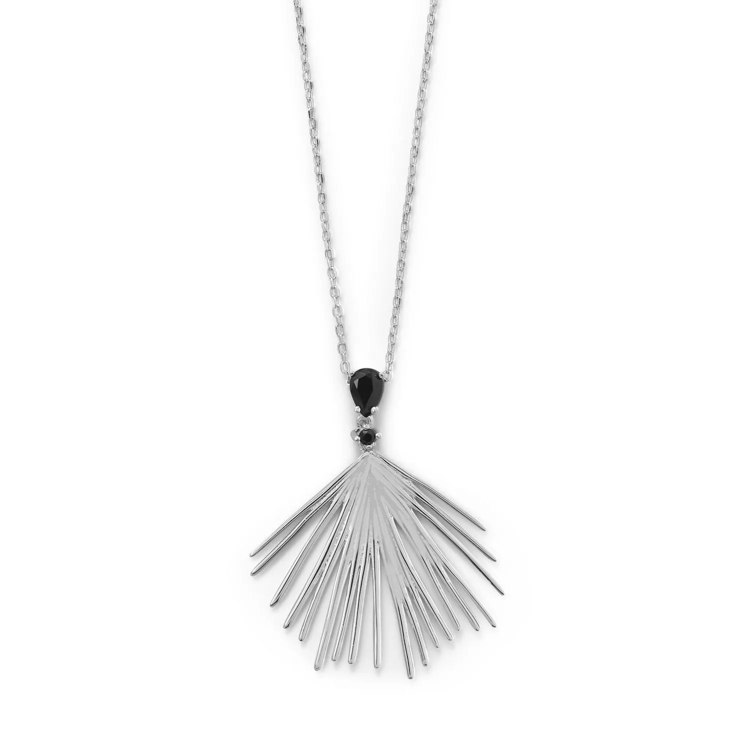 LBD Essentials! 16" 2 Black CZ Wire Fan Necklace