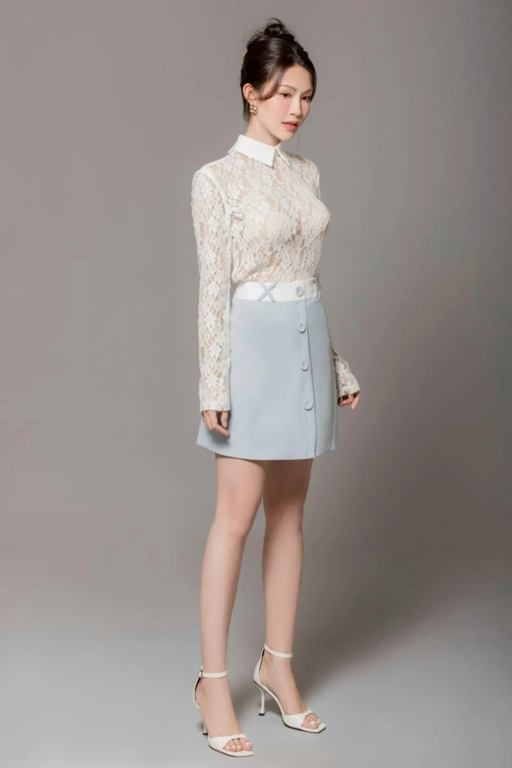 Lexie A-line Button Polycotton Mini Skirt