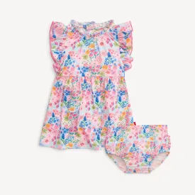 Lily Modal Magnetic Ruffle Sleeve Dress   Diaper Cover Set