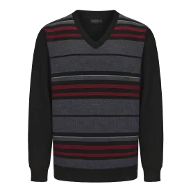 Men's V-neck Striped Knitted Sweater