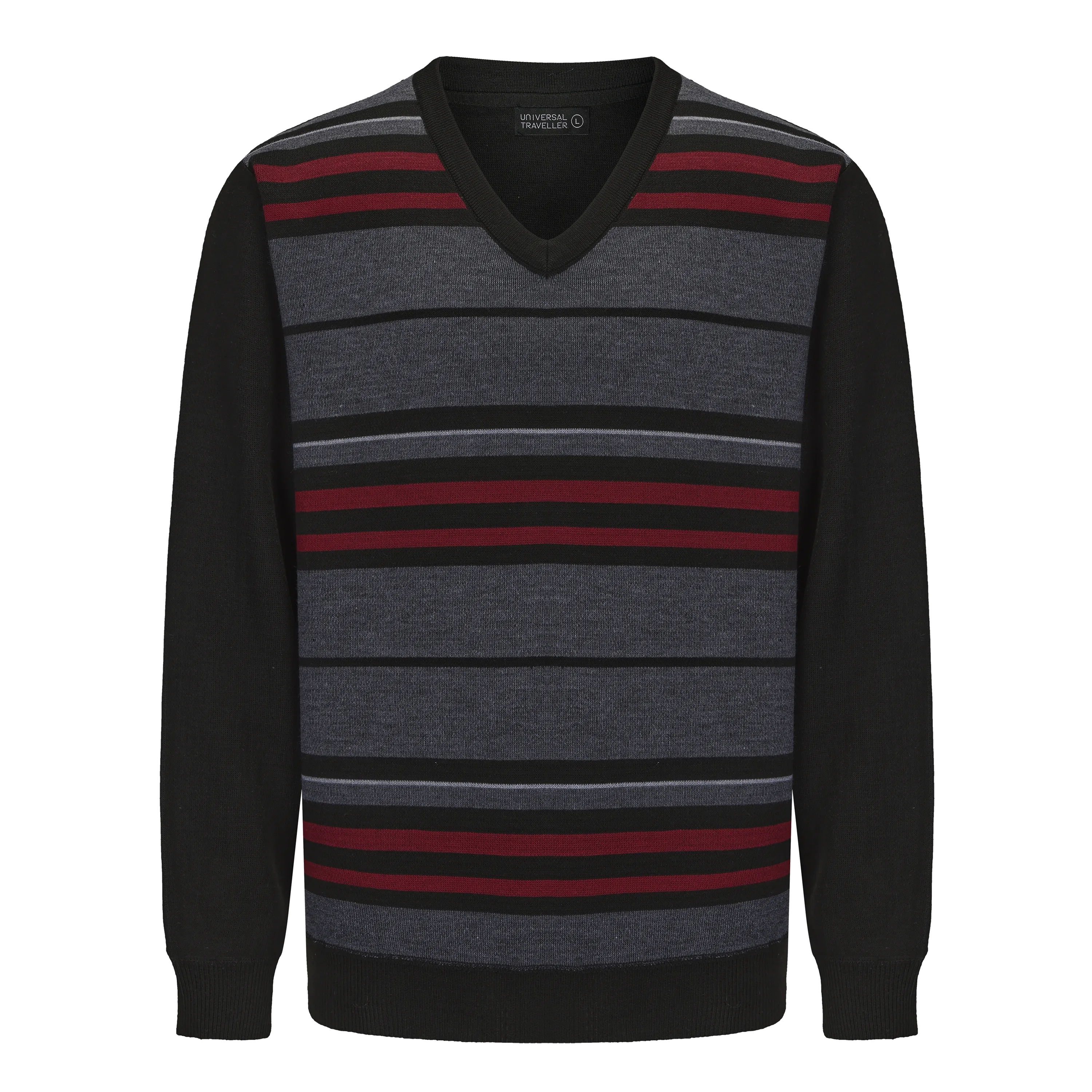 Men's V-neck Striped Knitted Sweater