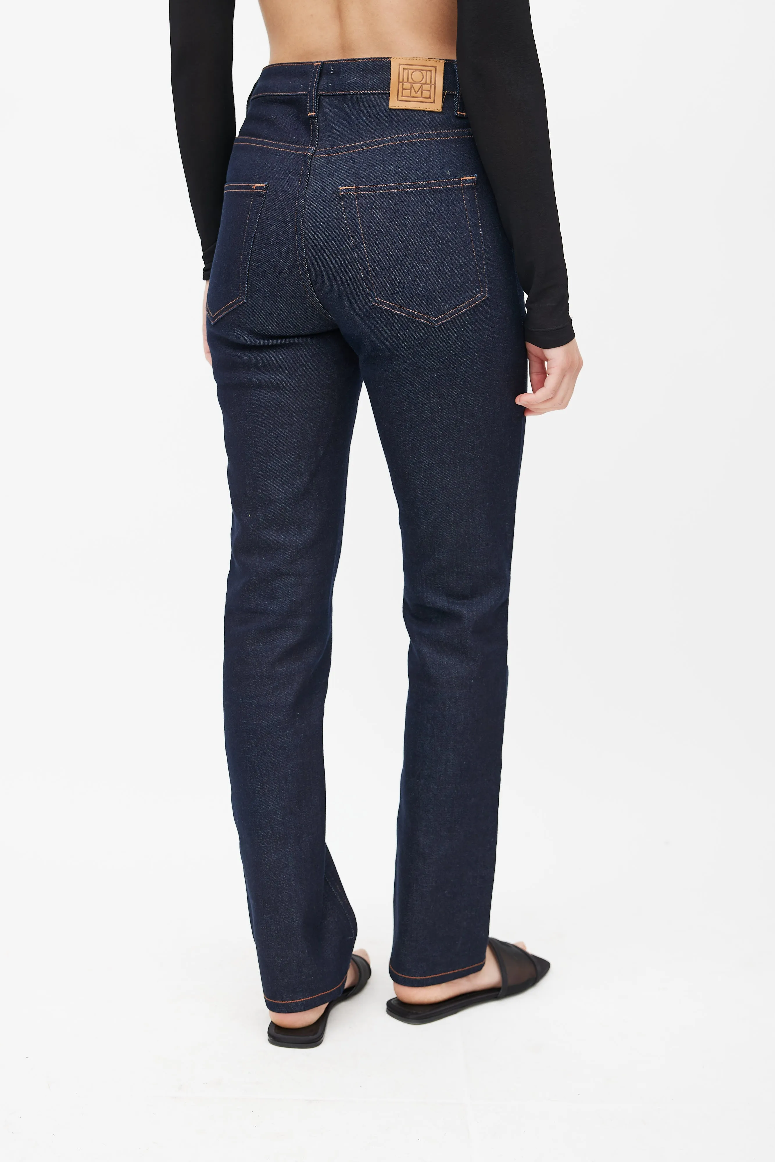 Navy Straight Leg Denim Jeans
