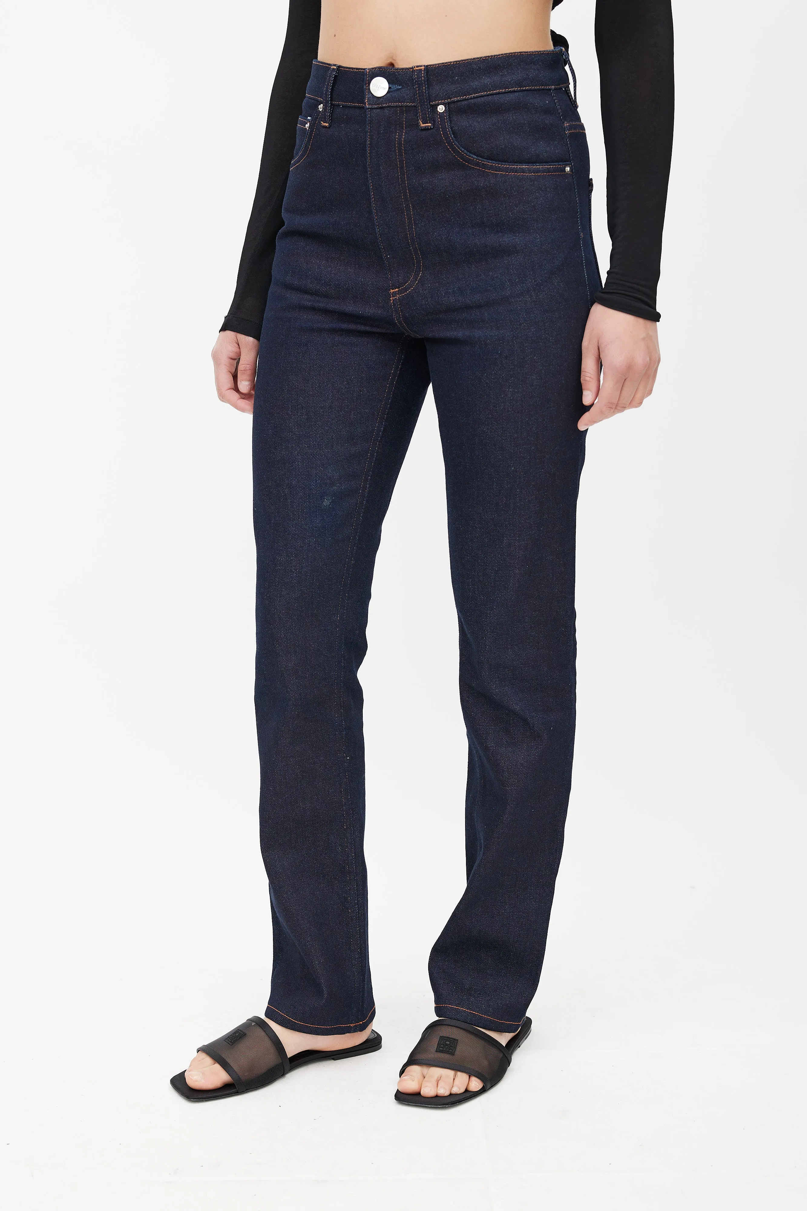 Navy Straight Leg Denim Jeans