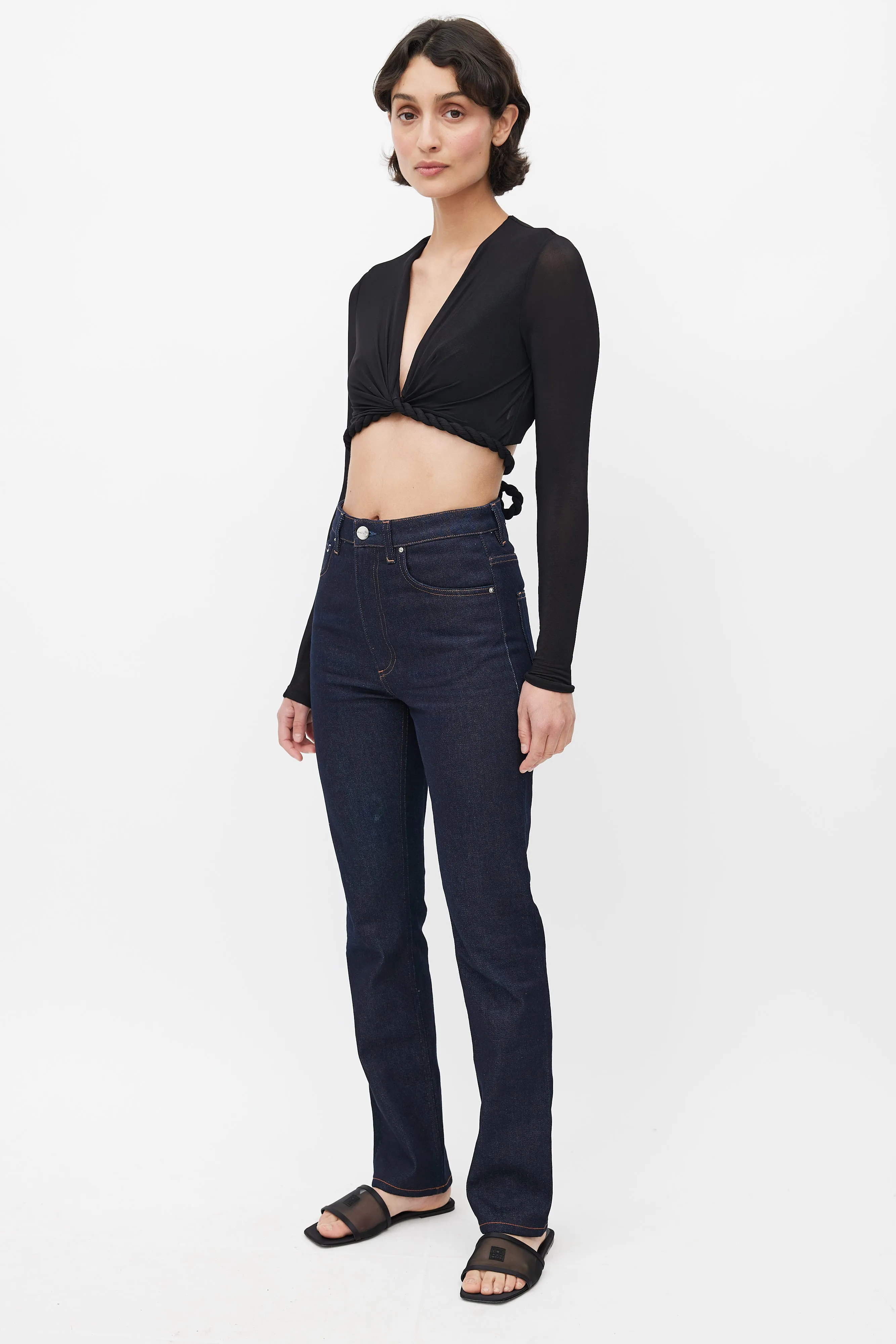 Navy Straight Leg Denim Jeans
