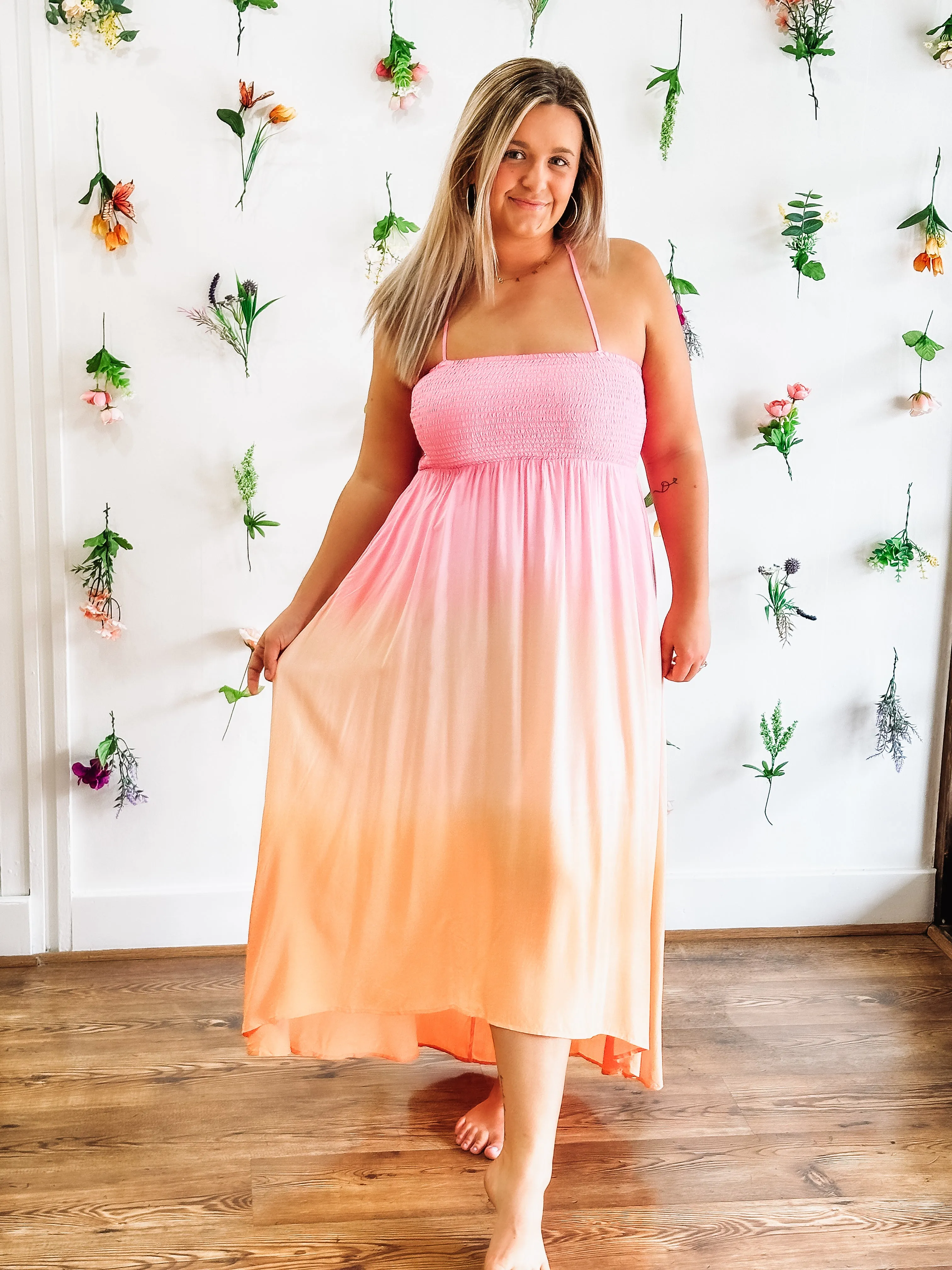 Ombre Sunset Smocked Dress