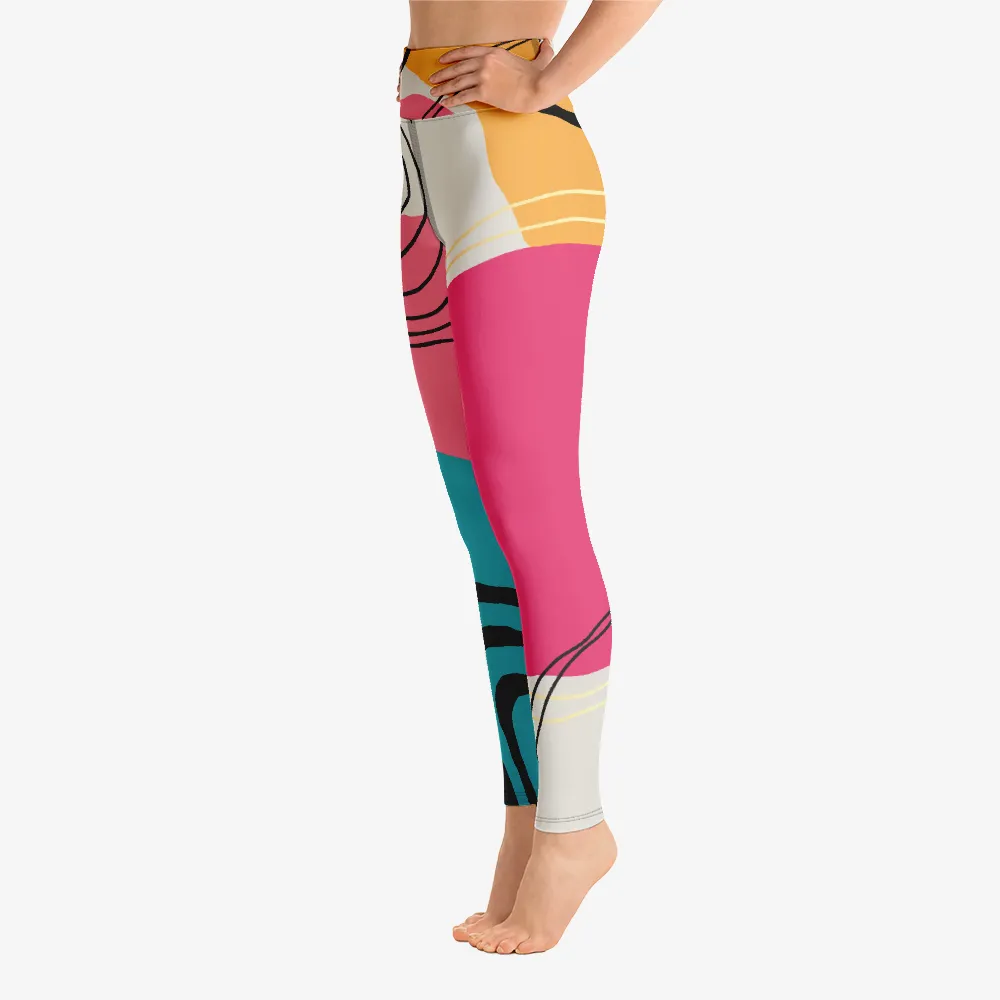 Patterned Leggings "Modernist" Fuchsia/Turquoise