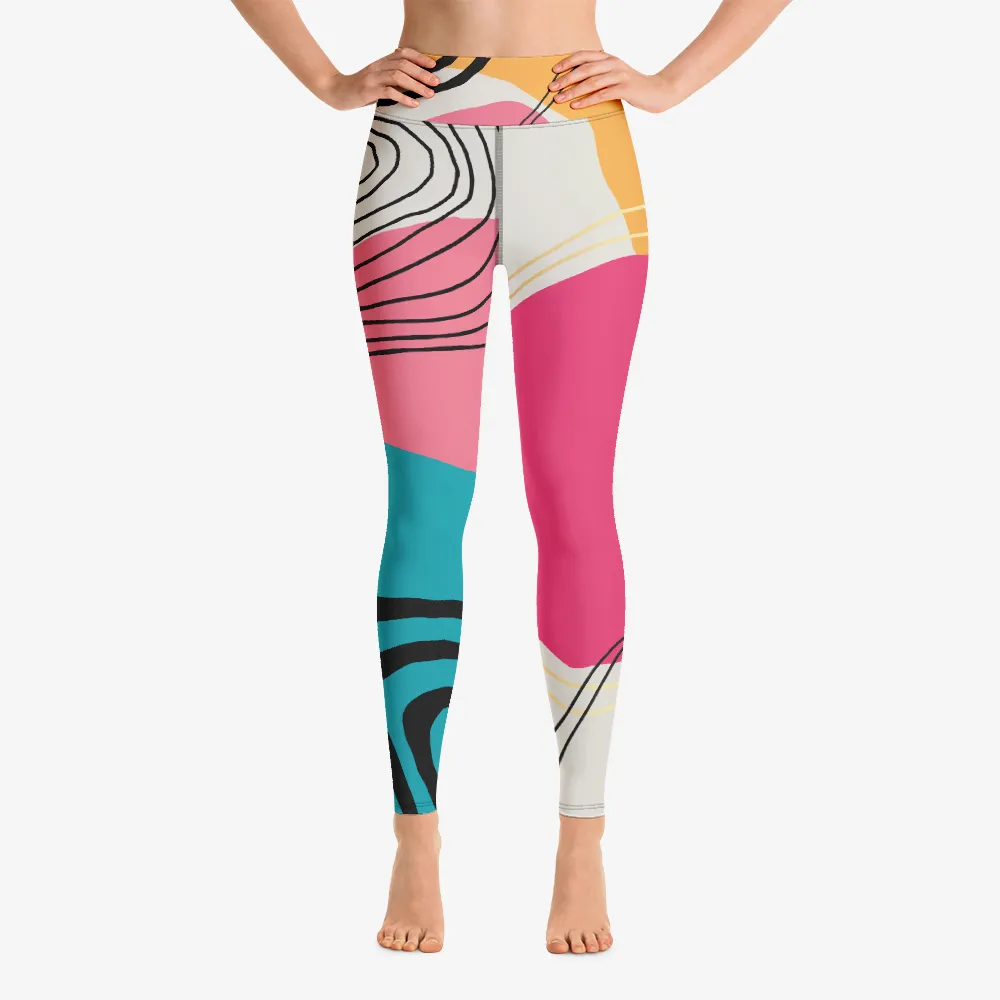 Patterned Leggings "Modernist" Fuchsia/Turquoise