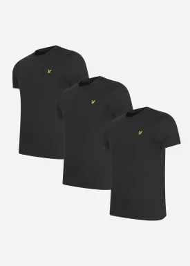 Plain t-shirt - jet black 3 pack