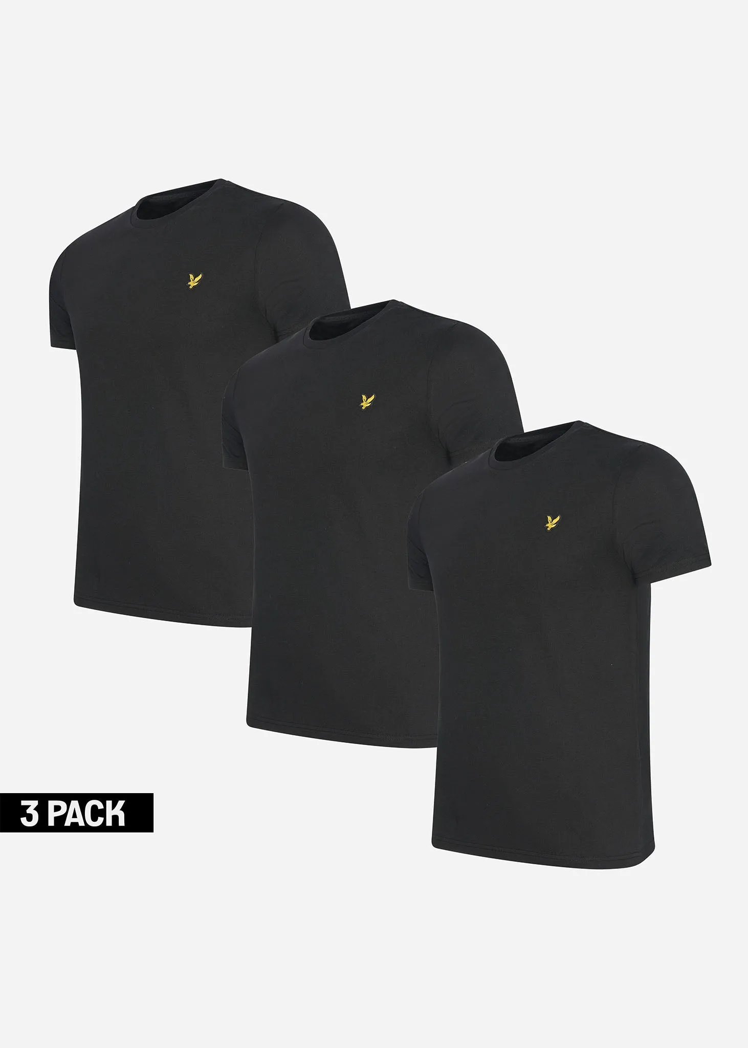 Plain t-shirt - jet black 3 pack