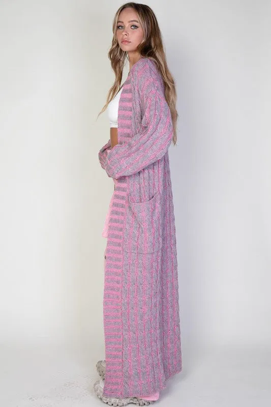 "Mixed Media" Cardi- Pink