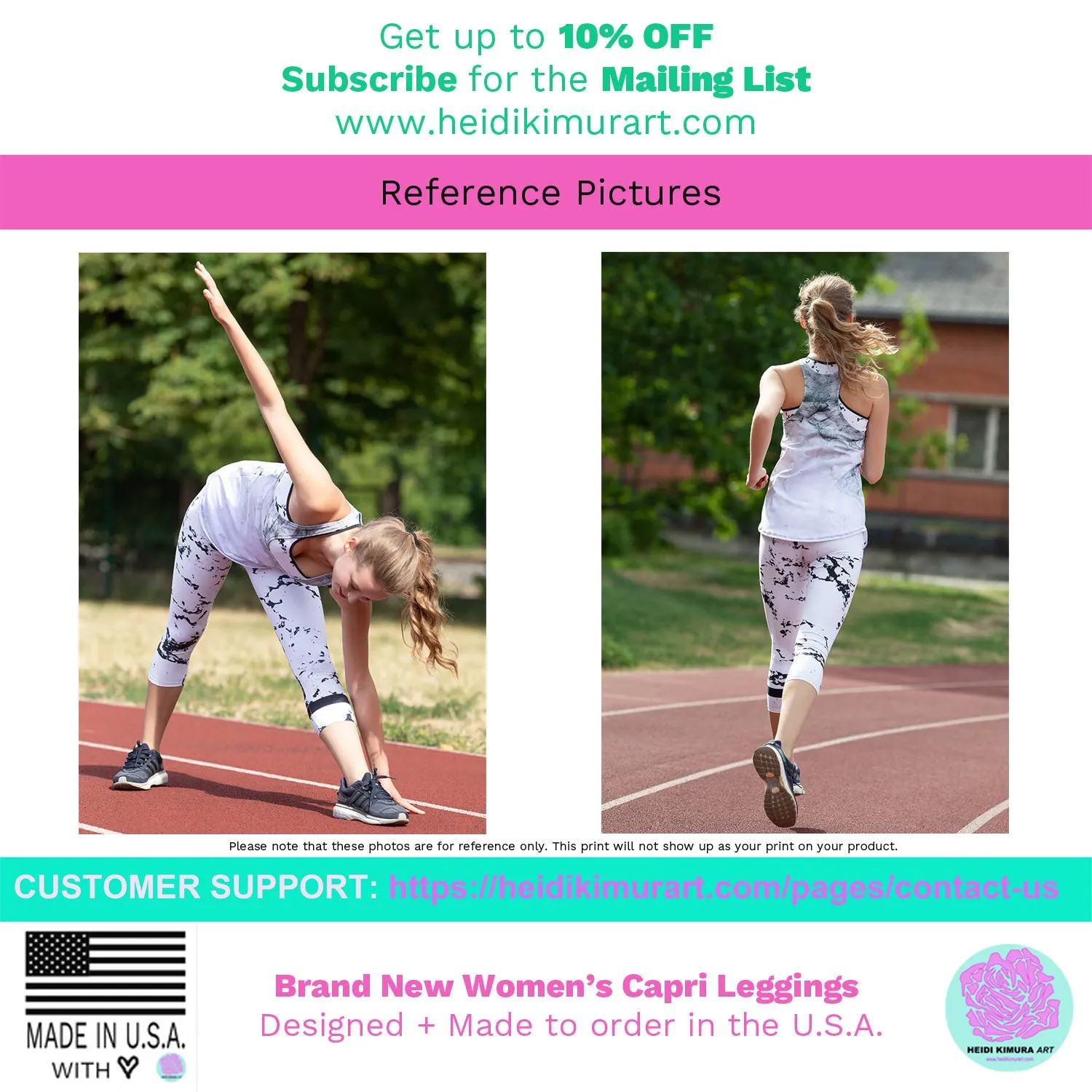 Rosewood Pink Rose Capris Tights, Designer Floral Capri Leggings Casual Comfy Outfits - Made in USA