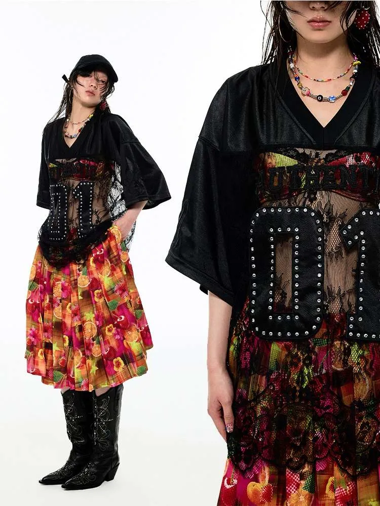 Summer Fruit Dopamine Print Low Waist A-Line Skirt【s0000009152】