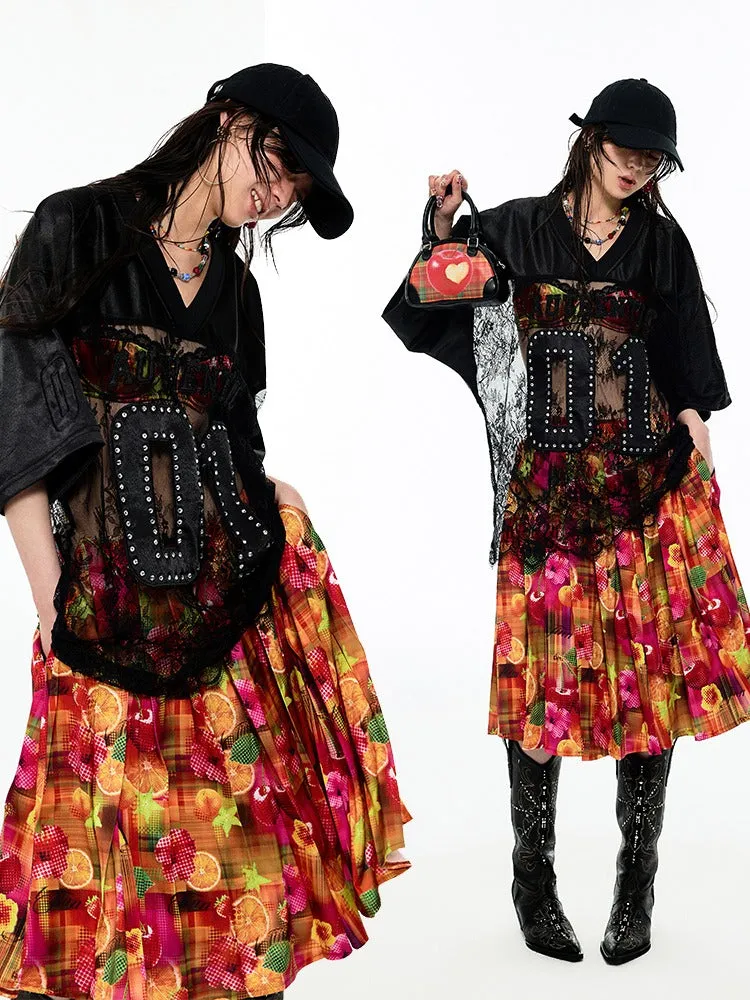 Summer Fruit Dopamine Print Low Waist A-Line Skirt【s0000009152】