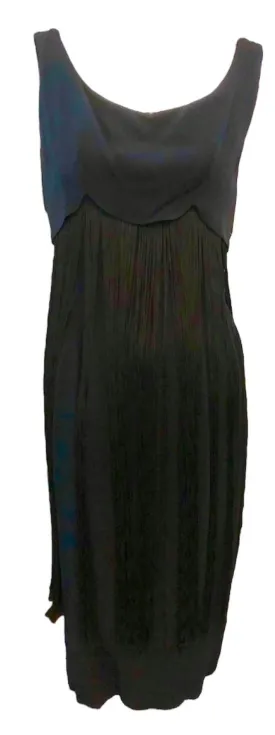 Syano 60s Black Cocktail Dress with Long Fringe Skirt