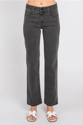 The Shadow Mid-Rise Straight Leg Jean in Washed Black