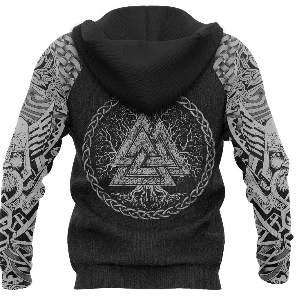 Vikings Fenrir Skoll And Hati Valknut Pull Over Hoodie, Viking Hoodie, Sublimation Viking On Hoodie