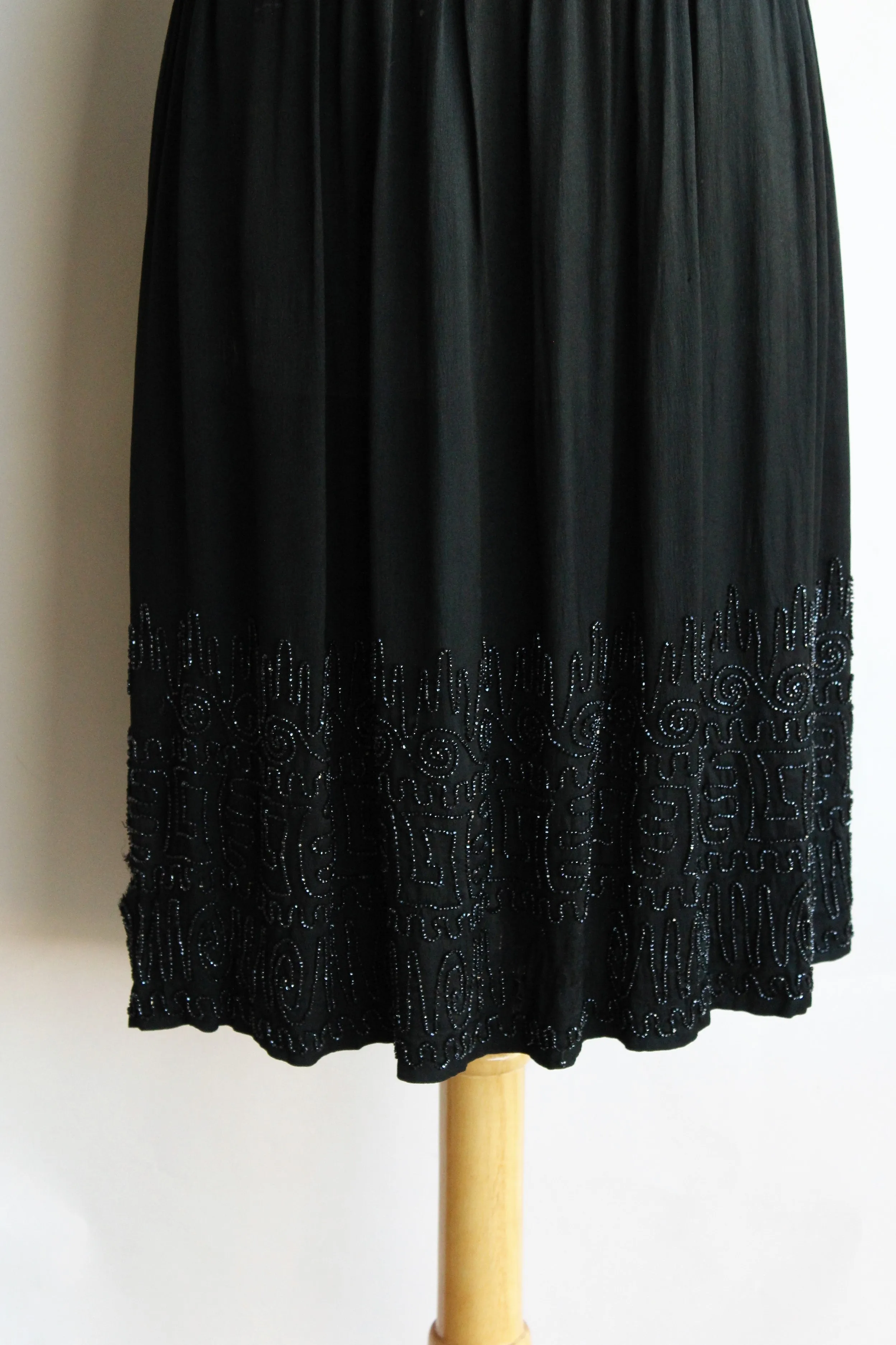 Vintage 1920s Black Silk Dress with Jet Beading