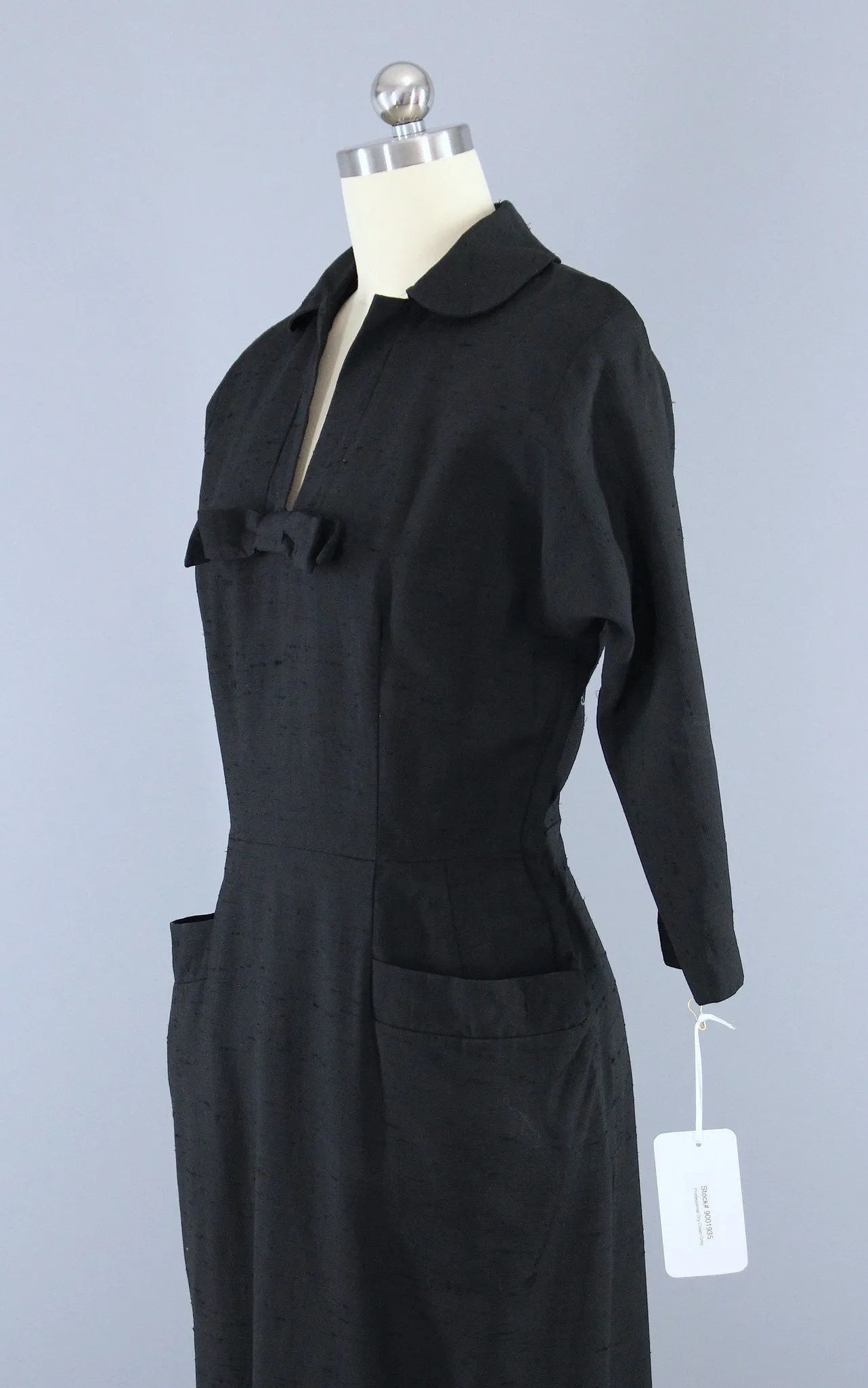 Vintage 1940s - 1950s Black Poinette Fashions Little Black Dress
